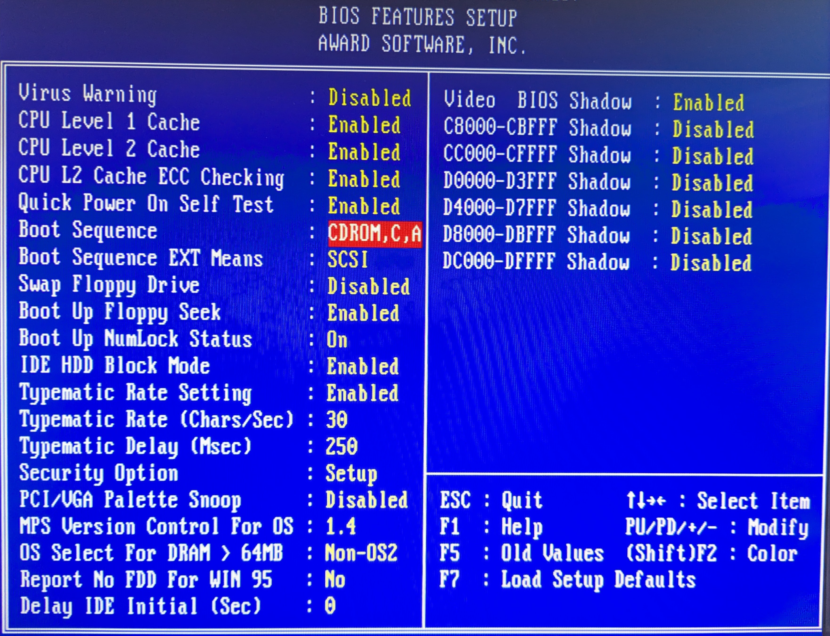 BIOS Boot Order Options