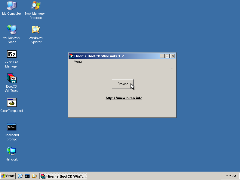 HBCD WinTools menu showing various tools