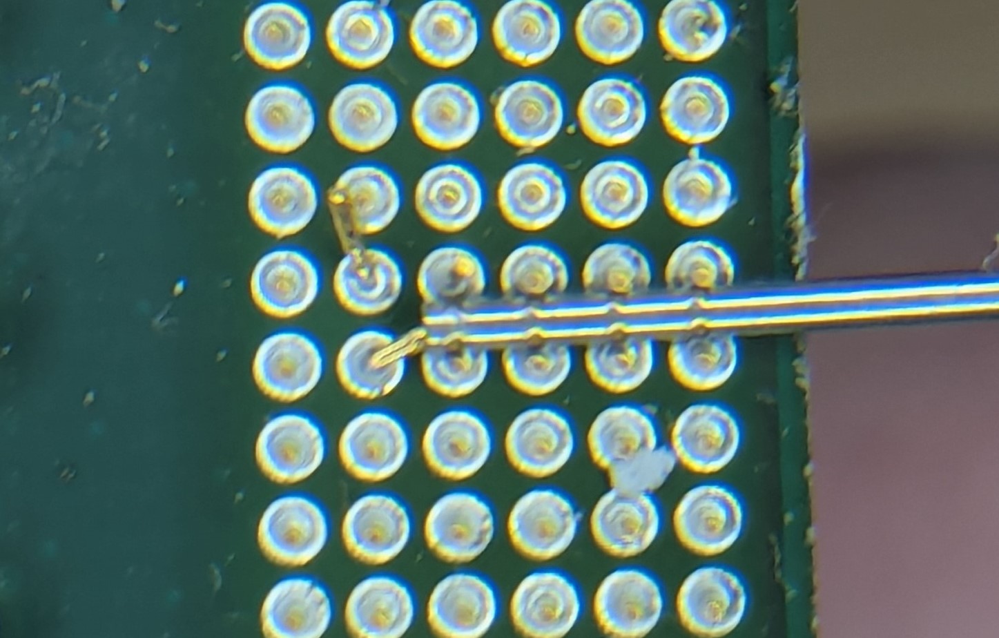 Desoldering needle over a completely flat pin.