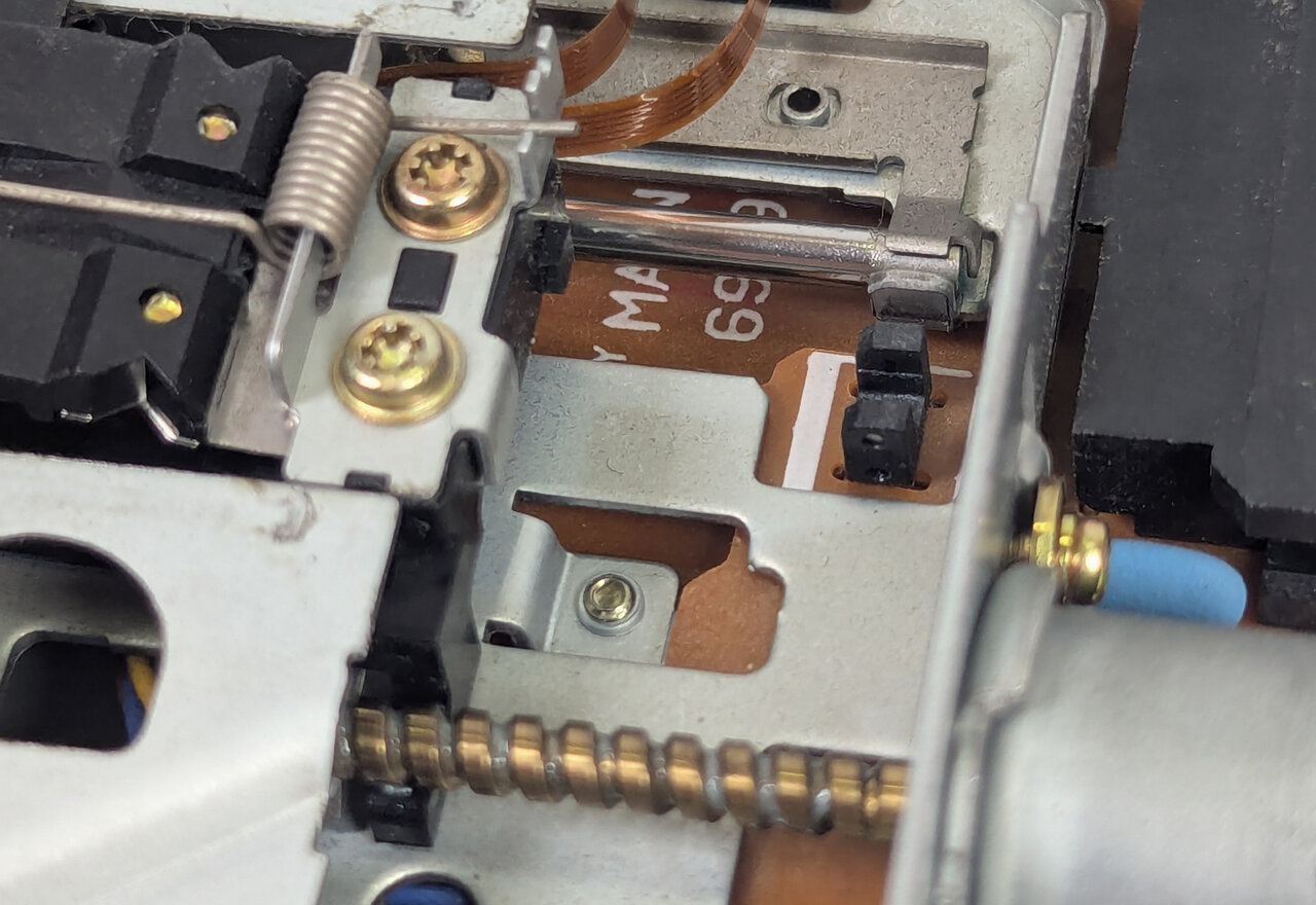 The rear of the rail and the worm drive